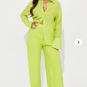 Lime Green Women's Pants & Jumpsuit Set